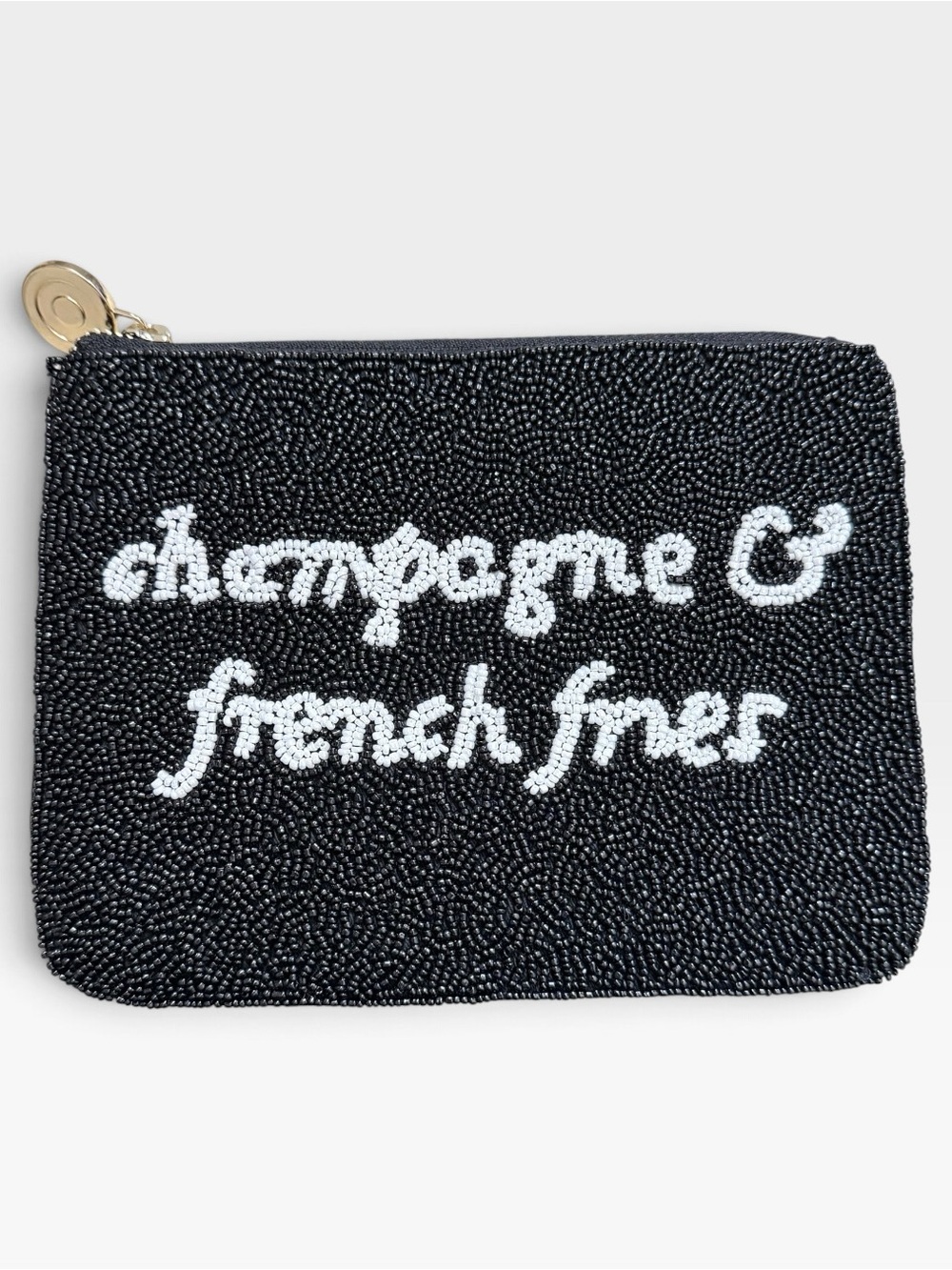 Kate Spade x Target EUC Beaded Black & White Clutch Pouch